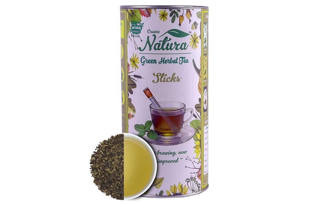 Crave Natura Green Herbal Tea Sticks   Container  40 grams
